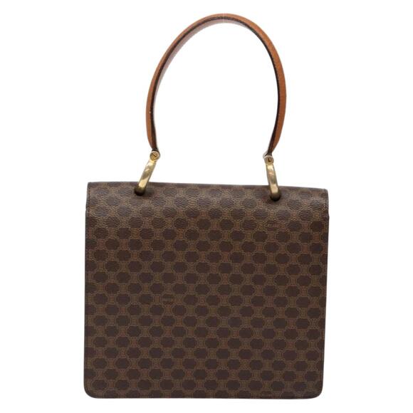 CELINE Macadam Canvas Hand Bag Pvc Leather Brown Gold - Picture 3 of 13